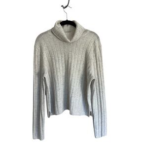 New H by Halston 100% 2-ply ribbed turtleneck cashmere sweater oatmeal beige XL